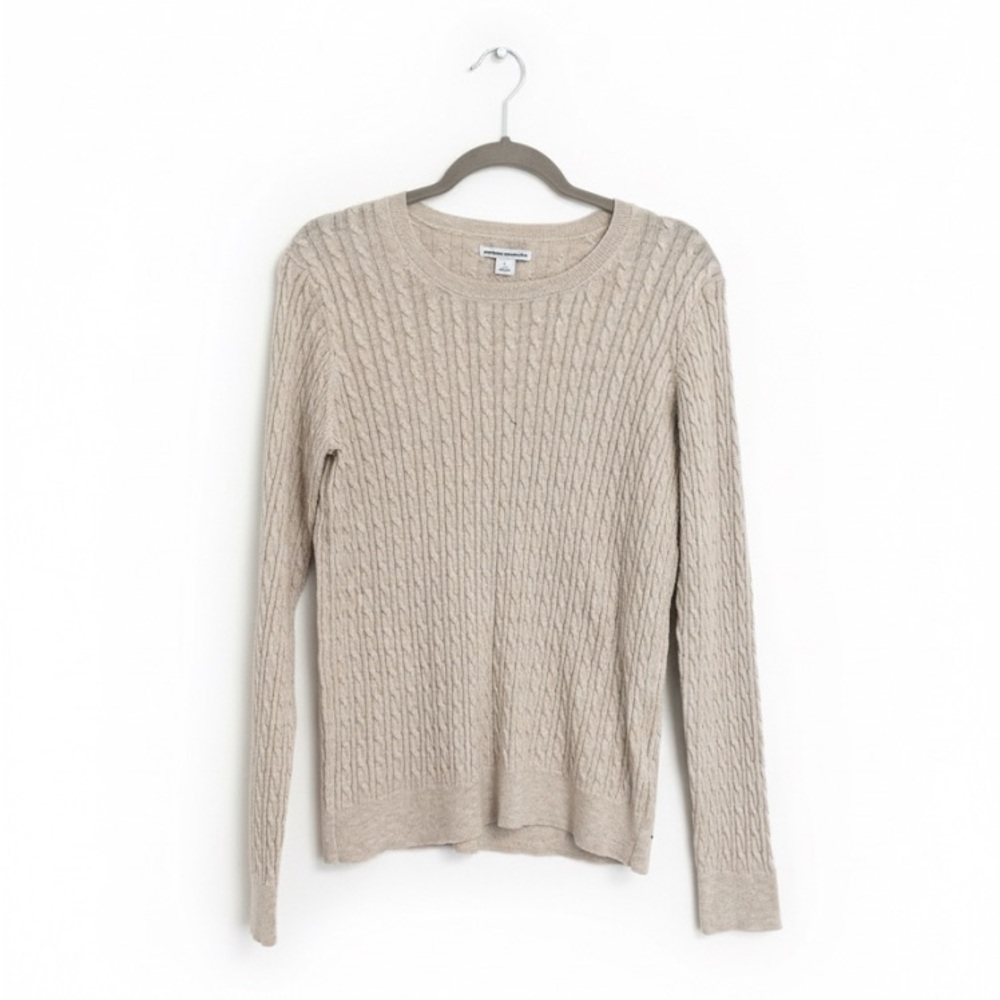 Amazon Essentials Cream Cable Knit Crewneck Sweater Size L